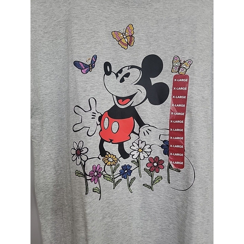 Disney Mickey Mouse Licensed Ladies Character Tee With Embroidery Size XL Gray - Picture 2 of 9